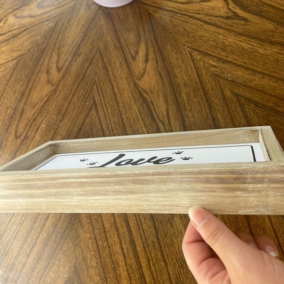 "Love is a Four Legged Word" Sign Painted Wood Paws Dog Cat Animal Home Decor - Picture 7 of 7